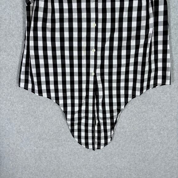Charter Club Shirt‎ 6 Black Gingham Check Tie Stretch Picnic Grandma Western 50s - Picture 3 of 8